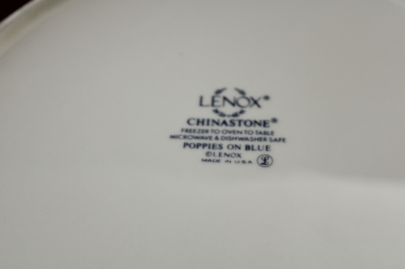 photo of vintage Lenox Poppies in Blue chinastone china round bowl open casserole dish, never used  #6