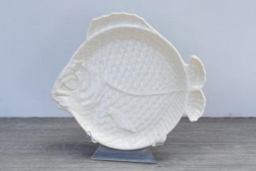 catalog photo of vintage Lenox Seaport fish shaped plate, neutral decor plain ivory china coastal style