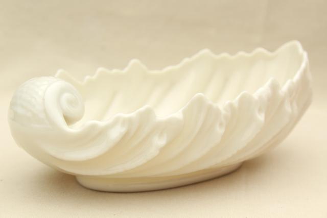 photo of vintage Lenox china bowl, old ivory shell shape, blowing leaf or seashell #1