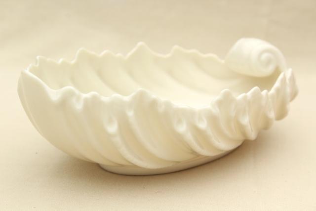 photo of vintage Lenox china bowl, old ivory shell shape, blowing leaf or seashell #3