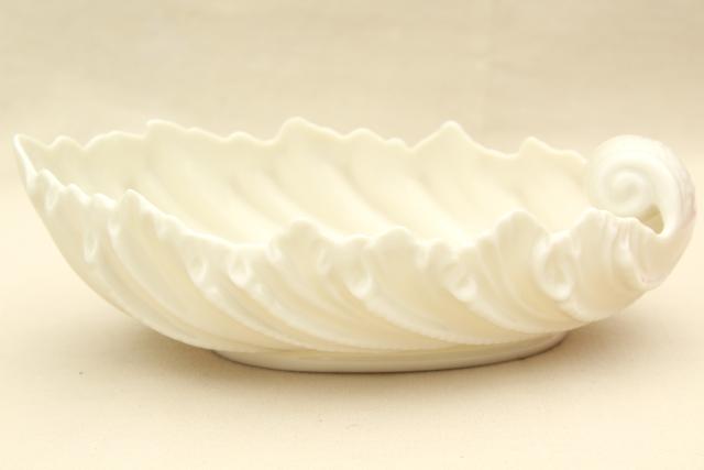 photo of vintage Lenox china bowl, old ivory shell shape, blowing leaf or seashell #5