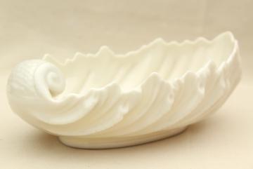 vintage Lenox china bowl, old ivory shell shape, blowing leaf or seashell