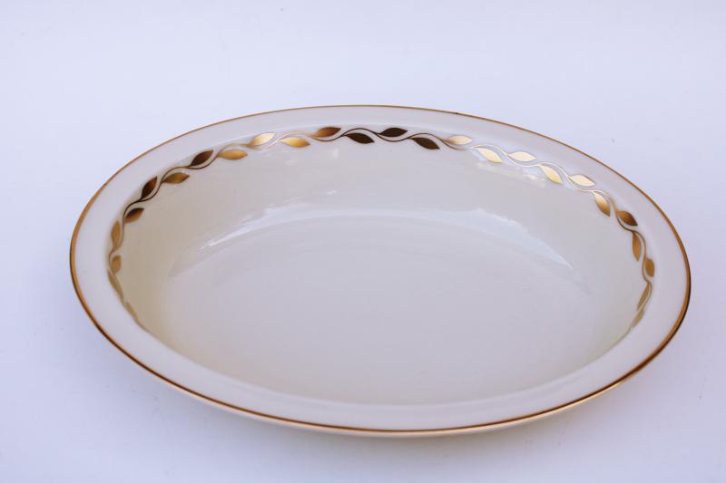 photo of vintage Lenox china golden wreath laurel on ivory, oval vegetable serving bowl  #1