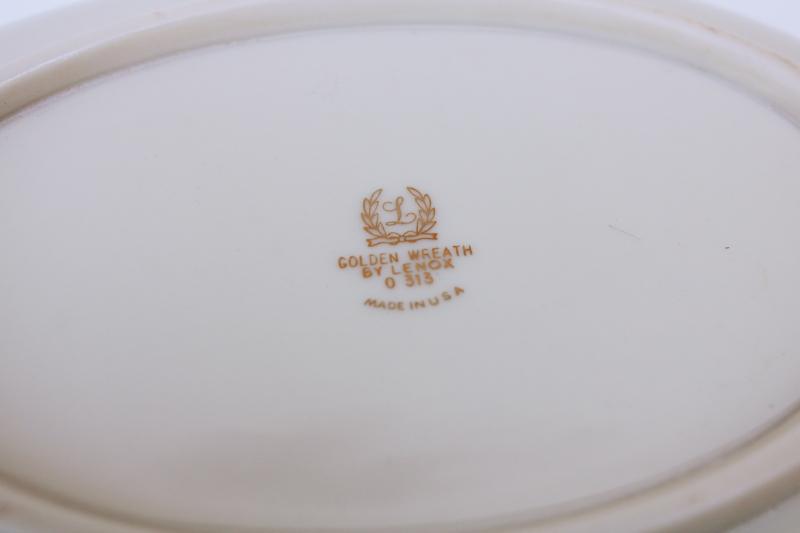 photo of vintage Lenox china golden wreath laurel on ivory, oval vegetable serving bowl  #4