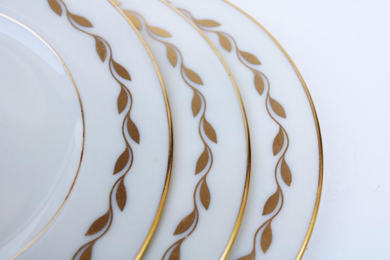 photo of vintage Lenox china golden wreath laurel on ivory, set of 6 bread & butter plates #3