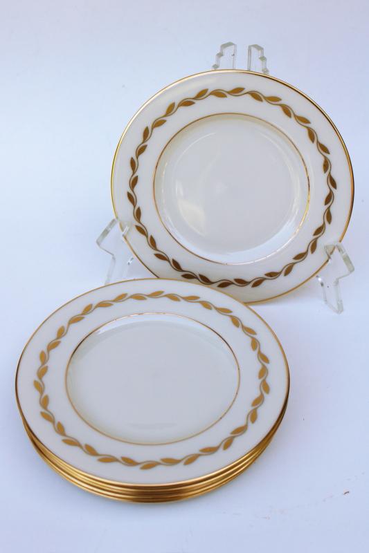 photo of vintage Lenox china golden wreath laurel on ivory, set of 6 bread & butter plates #6