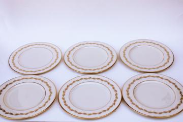 catalog photo of vintage Lenox china golden wreath laurel on ivory, set of 6 bread & butter plates