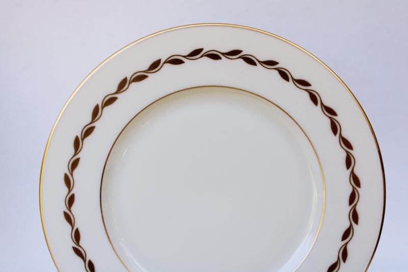 photo of vintage Lenox china golden wreath laurel on ivory, set of 6 salad plates #3