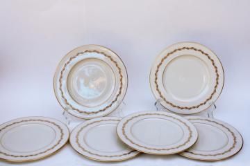 catalog photo of vintage Lenox china golden wreath laurel on ivory, set of 6 salad plates