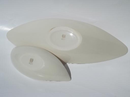 photo of vintage Lenox platinum ivory china, two mod oblong dishes or bowls #6