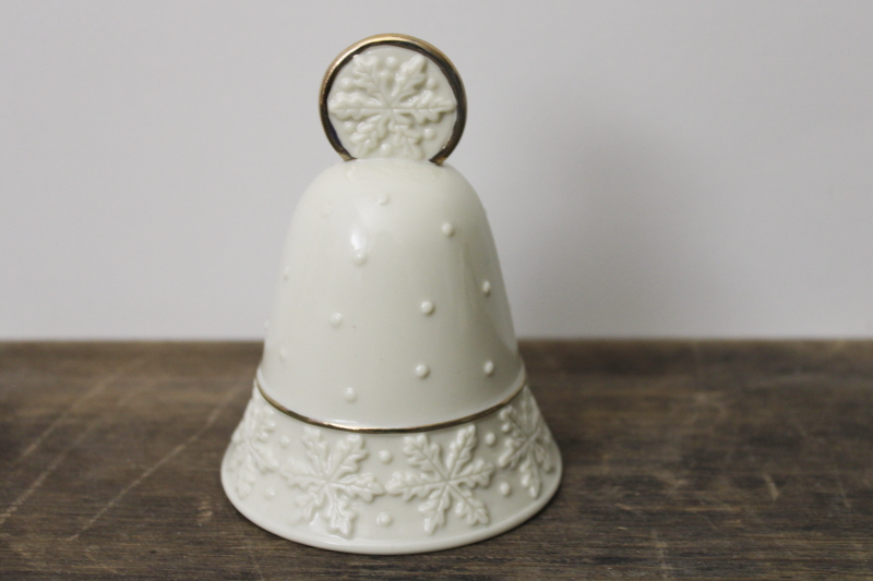 photo of vintage Lenox snowflake china Christmas bell, made in Taiwan #1