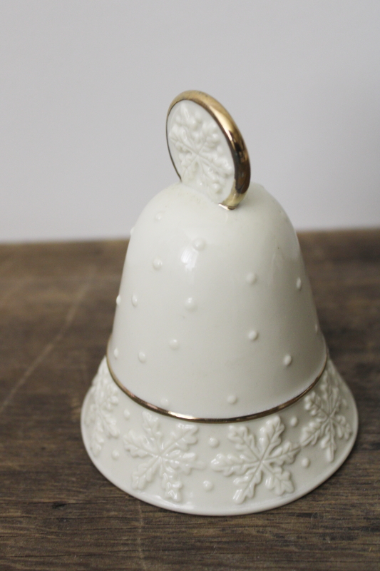 photo of vintage Lenox snowflake china Christmas bell, made in Taiwan #3