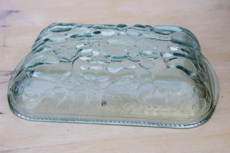 photo of vintage Libbey Orchard fruit pattern rectangular baker baking pan, spanish green #2