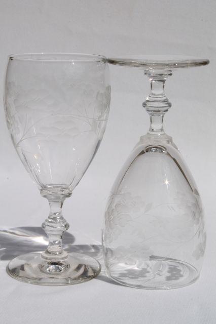 photo of vintage Libbey / Rock Sharpe Georgian water glasses, wheel / grey cut glass goblets #4