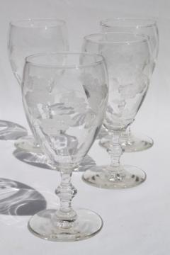 catalog photo of vintage Libbey / Rock Sharpe Georgian water glasses, wheel / grey cut glass goblets