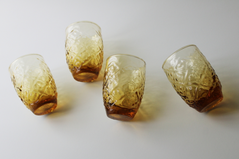 photo of vintage Libbey amber glass diamond pattern mini tumblers, juice glasses, candle holders?  #2