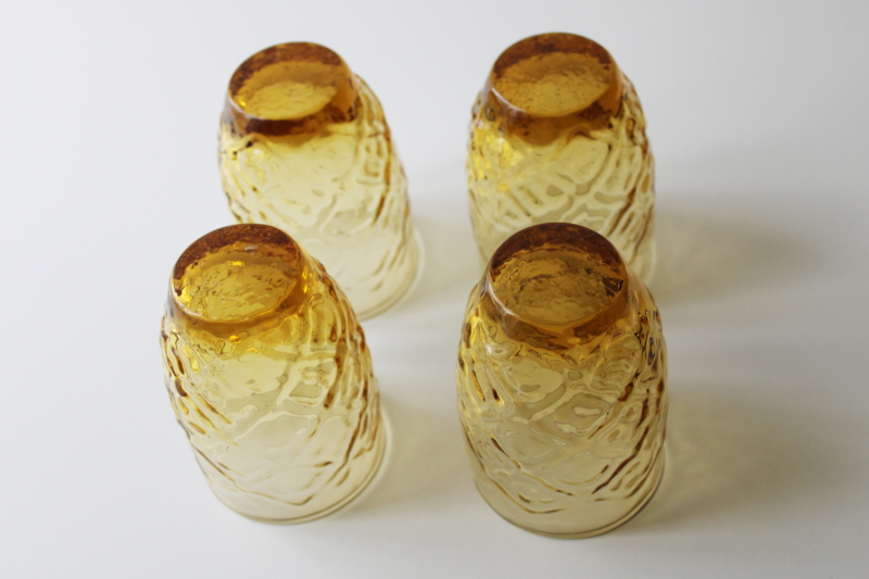 photo of vintage Libbey amber glass diamond pattern mini tumblers, juice glasses, candle holders?  #3