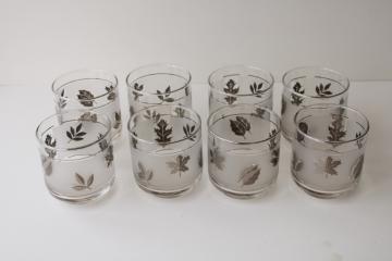 catalog photo of vintage Libbey silver foliage old fashioned glasses, lowball tumblers set of 8