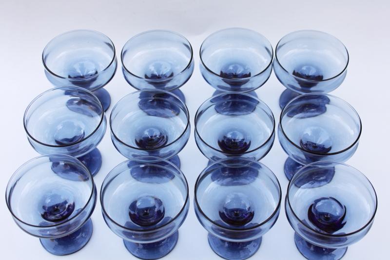 photo of vintage Libbey stemware, dusky blue glass, set of 12 champagne glasses Connoisseur tulip #2