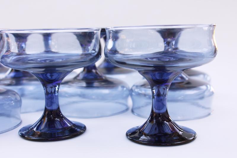 photo of vintage Libbey stemware, dusky blue glass, set of 12 champagne glasses Connoisseur tulip #5