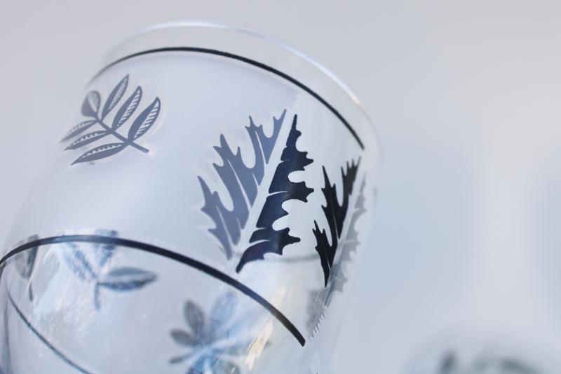 photo of vintage Libbey stemware, wine glass goblets in silver foliage & wildflower wheat #5
