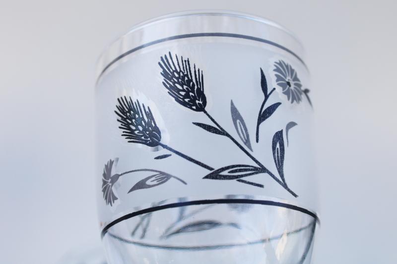 photo of vintage Libbey stemware, wine glass goblets in silver foliage & wildflower wheat #6