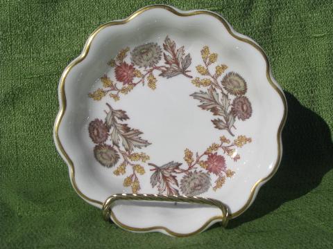 photo of vintage Lichfield fall flowers Wedgwood china nut bowl, fluted shape #1