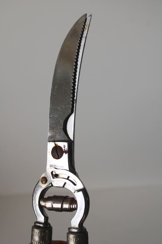 photo of vintage Lifetime Cutlery poultry shears, kitchen shears w/ antler handles  #5