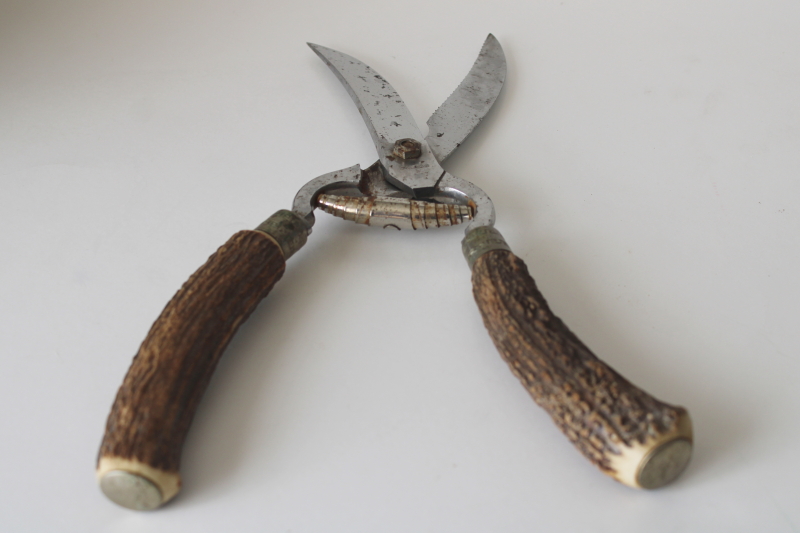 photo of vintage Lifetime Cutlery poultry shears, kitchen shears w/ antler handles  #8