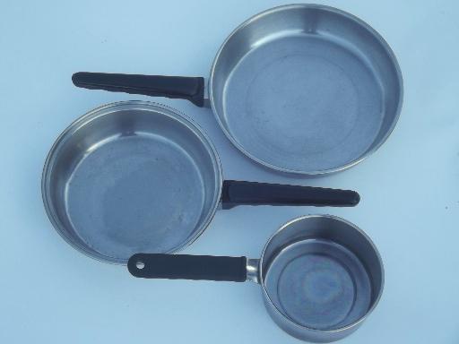 photo of vintage Lifetime stainless pots & pans lot, egg poacher, double boiler #6