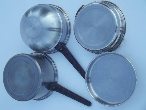 photo of vintage Lifetime stainless pots & pans lot, egg poacher, double boiler #14