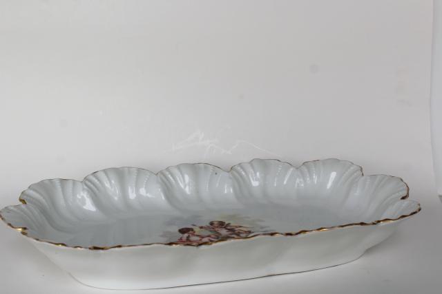 photo of vintage Limoges France Lanternier tray w/ oyster scalloped border, cherubs #4