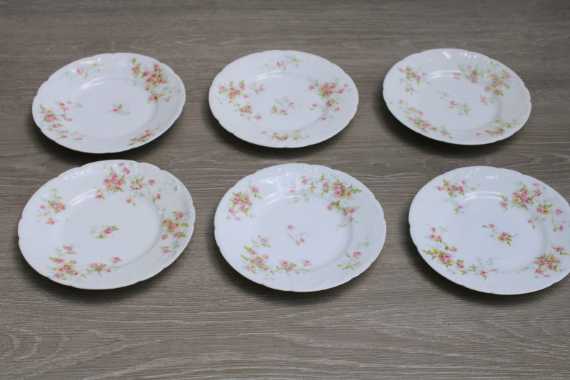 photo of vintage Limoges France china tiny bread & butter plates pink floral Theodore Haviland  #1