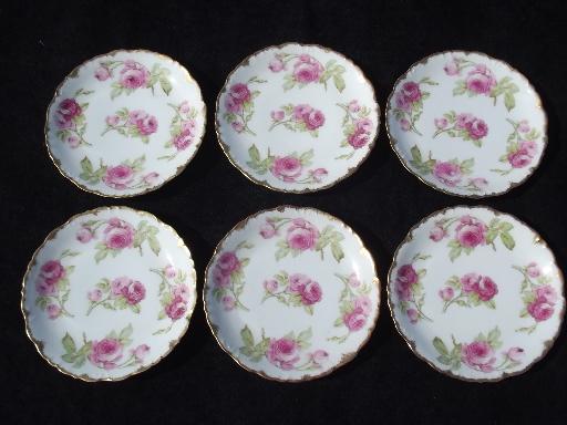 photo of vintage Limoges french porcelain plates w/ roses, P & B Elite France #1