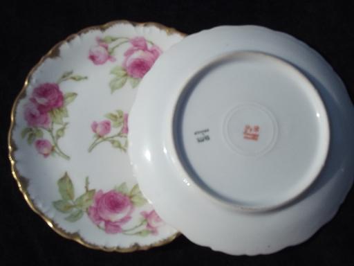 photo of vintage Limoges french porcelain plates w/ roses, P & B Elite France #3