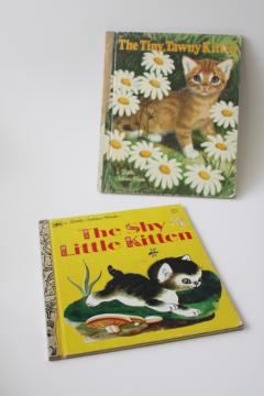 catalog photo of vintage Little Golden Books, Tiny Tawny Kitten & Shy Little Kitten cat stories