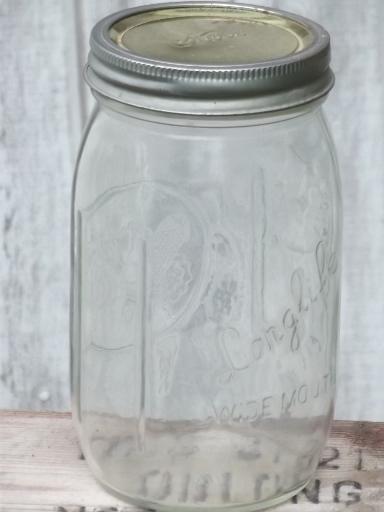 photo of vintage LongLife widemouth canning jar, Long Life glass mason jar #1