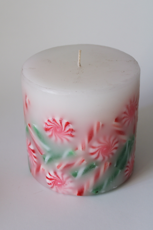 photo of vintage Longaberger Inclusion 70 hour candle, Christmas candy peppermint #1