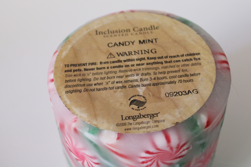 photo of vintage Longaberger Inclusion 70 hour candle, Christmas candy peppermint #4