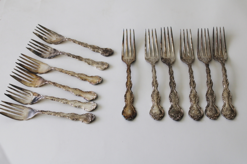 photo of vintage Louis de France Birks Regency silver plate, forks & pastry or cake forks #1