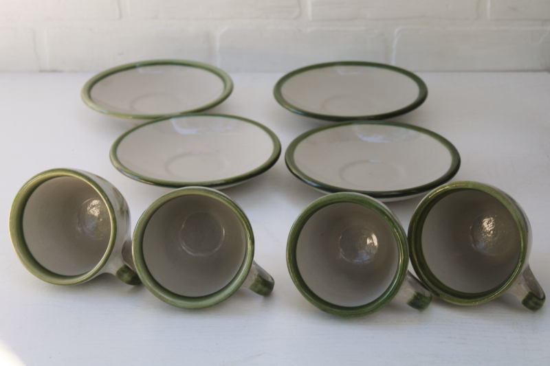photo of vintage Louisville stoneware, Harvest pear hand painted pottery, four cup and saucer sets #2
