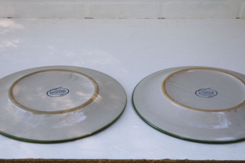 photo of vintage Louisville stoneware, John B Taylor Harvest pear hand painted pottery, large dinner plates #5