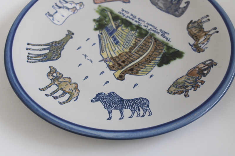 photo of vintage Louisville stoneware Noah's Ark hand painted pottery large dinner plate  #5