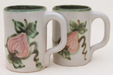 catalog photo of vintage Louisville stoneware pottery Harvest fruit large mugs, John B Taylor ceramics