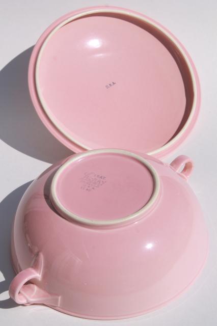 photo of vintage LuRay pastels pink casserole and S&P shakers set, Taylor Smith & Taylor #10
