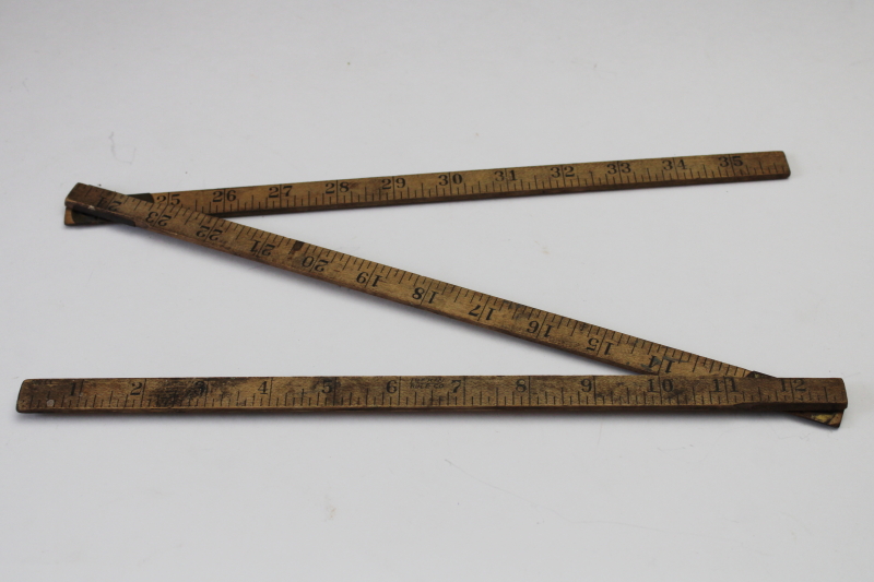 photo of vintage Lufkin rule folding ruler, antique wood measure tool, 36 long yardstick  #1