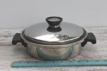 vintage MCM Excalibur stainless clad saute pan w/ side handles, 1 quart saucepan w/ lid 