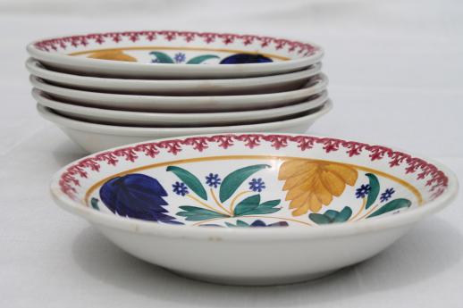 photo of vintage Maastricht Societe Ceramique pottery bowls, Holland gaudy dutch stick spatter china #2