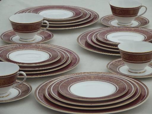 photo of vintage Made in England Royal Doulton Buckingham china place settings for 4  #1