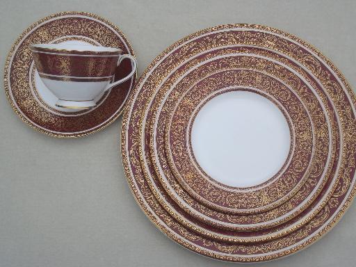 photo of vintage Made in England Royal Doulton Buckingham china place settings for 4  #2